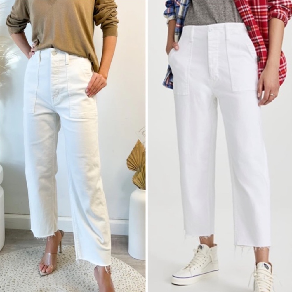 MOTHER Patch Pocket Private Ankle Frat Jeans White Size 28